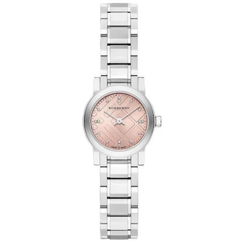 Burberry Ladies Watch The City Check Diamonds Pink Bu9223